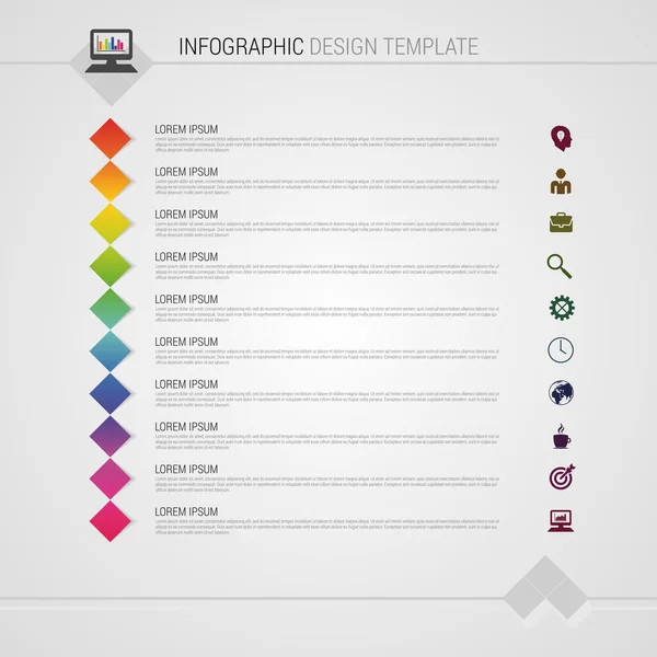 Flache bunte abstrakte Zeitachse Infografik Vektorillustration mit Quadraten — Stockvektor