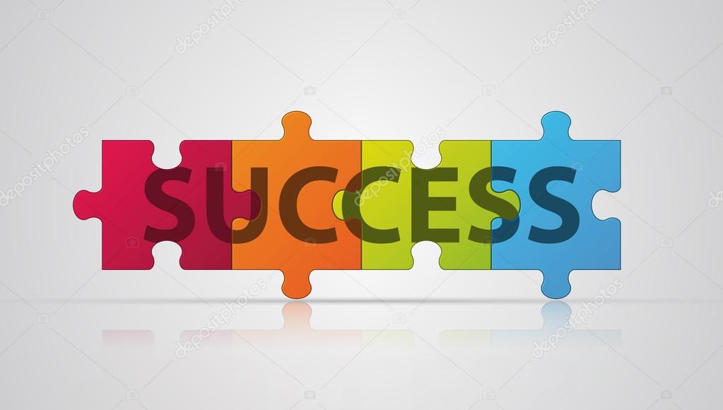 Puzzle with word success. Vector illustration