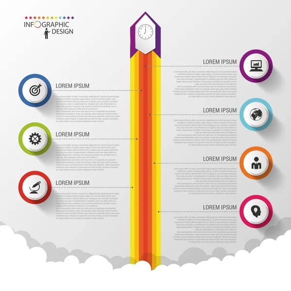 Business Timeline Infographic przyciski i ikony. Szablon wektor — Wektor stockowy