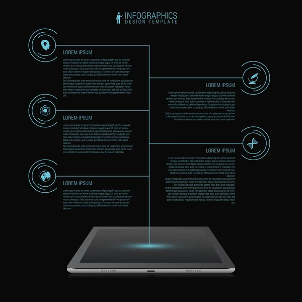 Infografik-Vorlage für Unternehmensnetzwerke. Futuristisch. Tablette. Vektor — Stockvektor