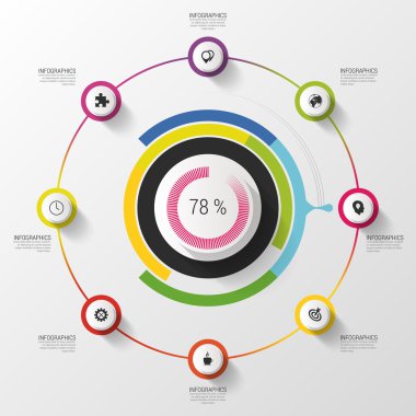 Infographic. İş kavramı. Renkli daire ile kutsal kişilerin resmi. Vektör