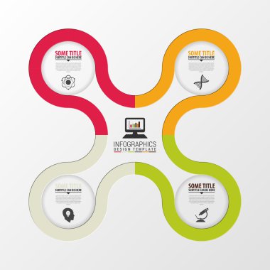 Modern infographics seçenekleri afiş ile 4 bölüm. Soyut tasarım. Vektör