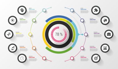 Infographic. İş kavramı. Renkli daire ile kutsal kişilerin resmi. Vektör çizim