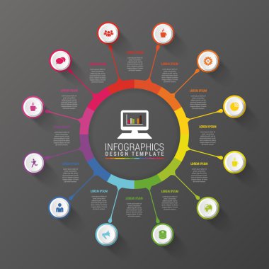 Renkli daire. Modern Infographic tasarım şablonu. İş kavramı. Vektör çizim