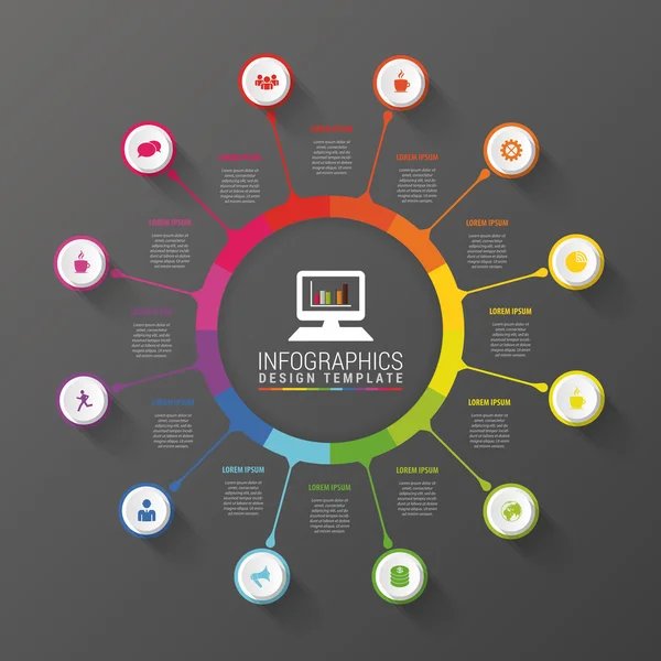 Círculo colorido. Plantilla de diseño de infografía moderna. Concepto de negocio. Ilustración vectorial — Archivo Imágenes Vectoriales