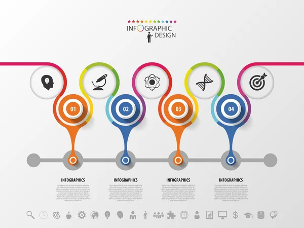 Infografiki osi czasu projektowania szablonu. Kolorowych ilustracji wektorowych — Wektor stockowy