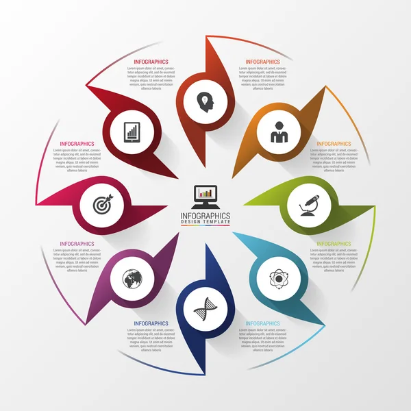 Infografía del círculo vectorial. Plantilla para diagrama, gráfico, presentación y gráfico. Concepto de negocio con 8 opciones — Archivo Imágenes Vectoriales