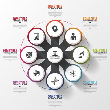Diyagramı, grafik, sunum ve grafik şablonu. 8 seçeneği ile iş kavramı. Vektör çizim