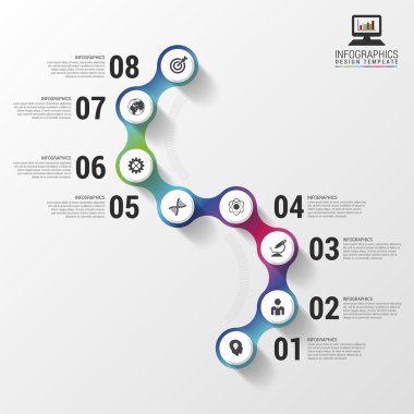 Modern renkli soyut zaman çizelgesi infographics. Vektör çizim