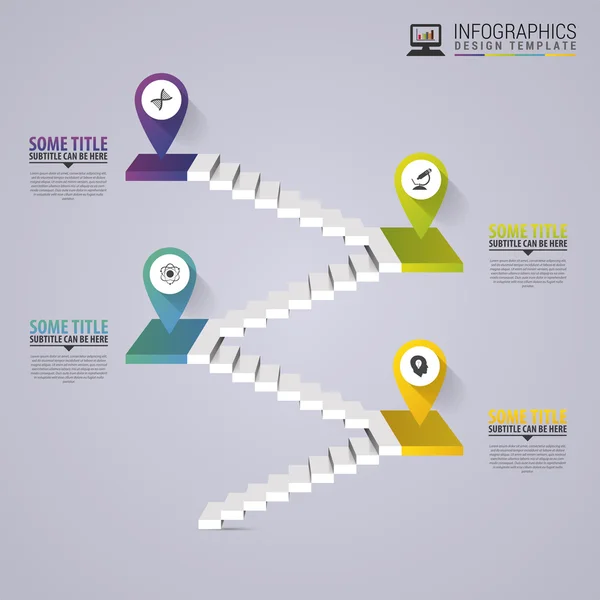 Infográficos conceito escada de negócios. Modelo de design moderno. Ilustração vetorial — Vetor de Stock