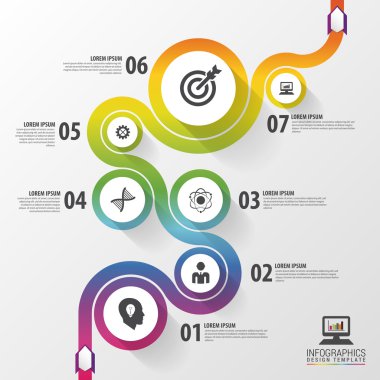 Renkli iş yolu. Zaman çizelgesi Infographic şablonu. Vektör