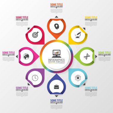Infographic. İş kavramı. Renkli daire ile kutsal kişilerin resmi. Vektör çizim