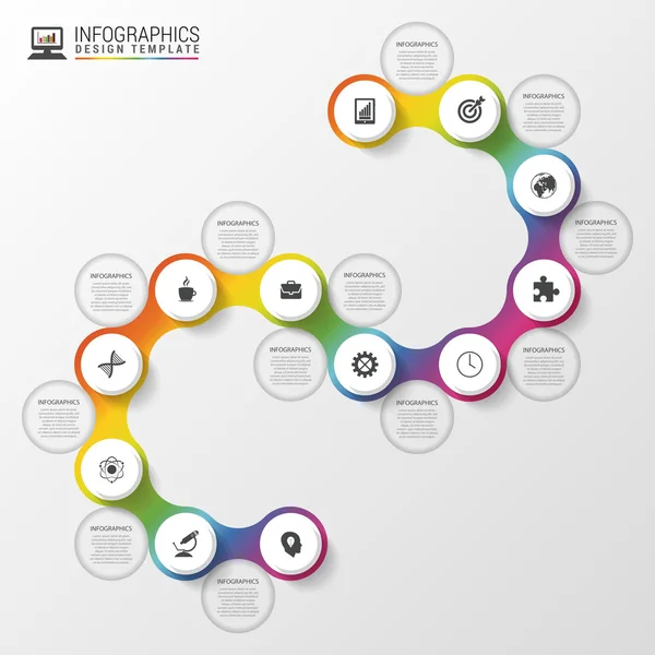 Modelo espiral da linha do tempo infográfico. Conceito de negócio moderno. Ilustração vetorial — Vetor de Stock