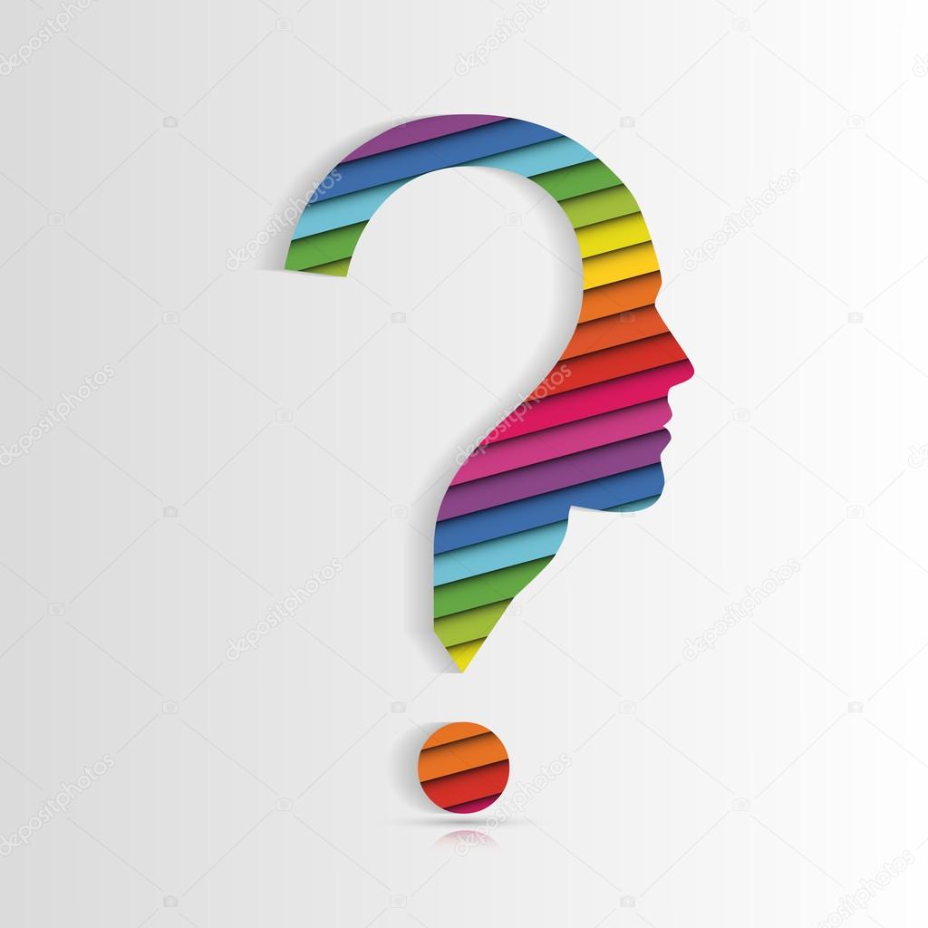 Human face with question mark. Vector illustration