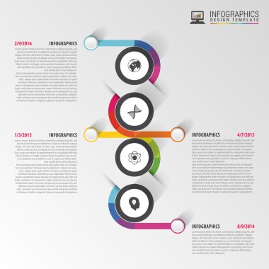 Zaman çizelgesi Infographics şablonu. Modern tasarım şablonu. Vektör çizim