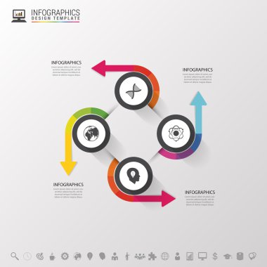 Infographic tasarım daireler gri arka plan üzerinde. Vektör çizim