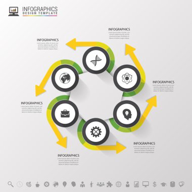 Infographic tasarım daireler gri arka plan üzerinde. Vektör çizim