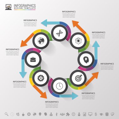 Infographic tasarım daireler gri arka plan üzerinde. Vektör çizim