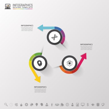 Infographic tasarım daireler gri arka plan üzerinde. Vektör çizim
