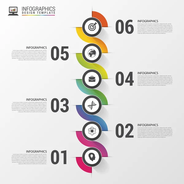 Modelo de infográfico colorido da linha do tempo do negócio. Ilustração vetorial — Vetor de Stock