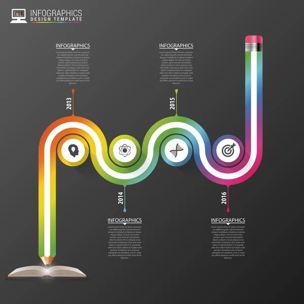 Caminho de negócios colorido abstrato. Modelo de infográfico de linha do tempo. Ilustração vetorial —  Vetores de Stock