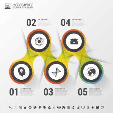 Infographic tasarım daireler gri arka plan üzerinde. Vektör çizim