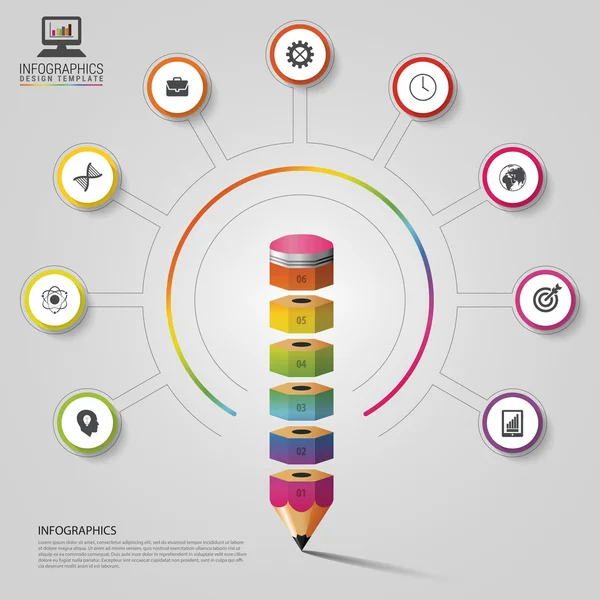 Красочный карандаш Инфографика. Современный шаблон дизайна. Векторная иллюстрация — стоковый вектор