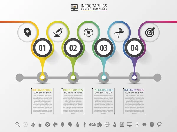 Plantilla de diseño de infografías cronológicas con números. Concepto moderno. Ilustración vectorial — Vector de stock