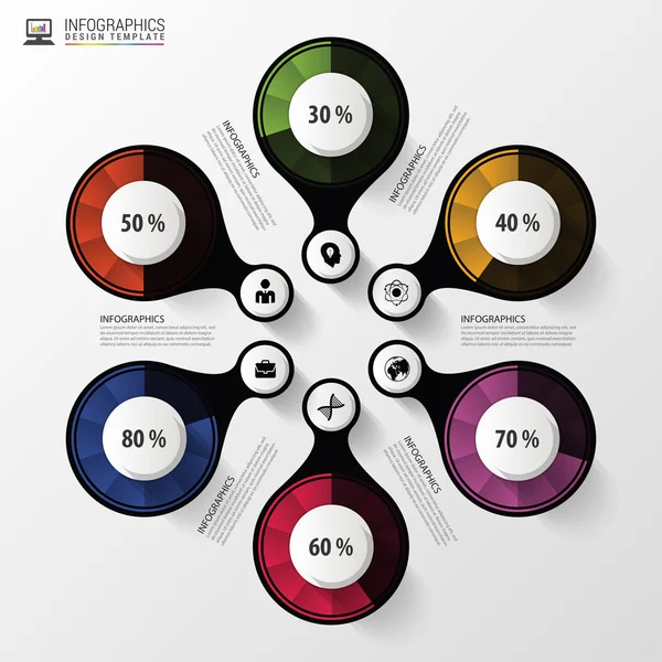 Percentage Diagram presentatie ontwerpelementen. Infographics. Vectorillustratie — Stockvector