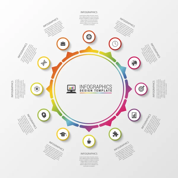 Cercle infographique. Modèle de diagramme, graphique, présentation et graphique. Illustration vectorielle — Image vectorielle