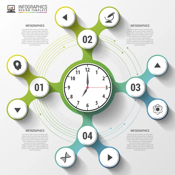 Infografiki. Firmy zegar. Nowoczesny projekt szablonu. Ilustracja wektorowa — Wektor stockowy