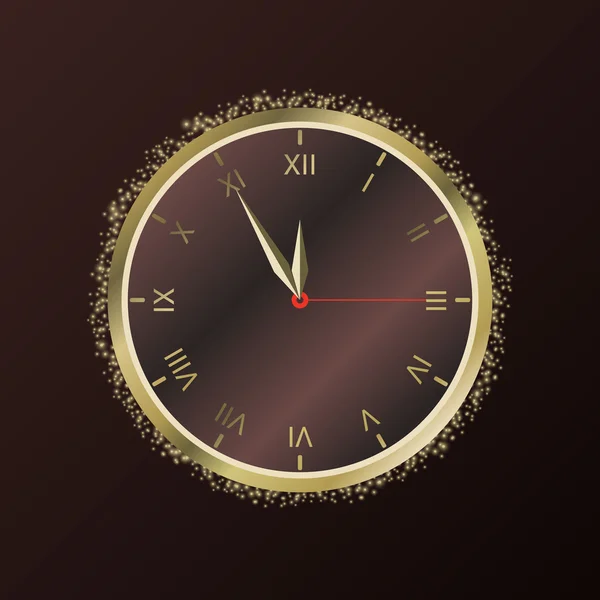 Shiny New Year Clock. Vector illustration — Stock Vector