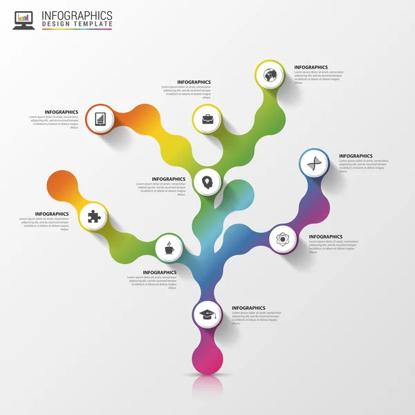 Árvore abstrata Modelo de design infográfico. Conceito colorido com ícones. Ilustração vetorial —  Vetores de Stock