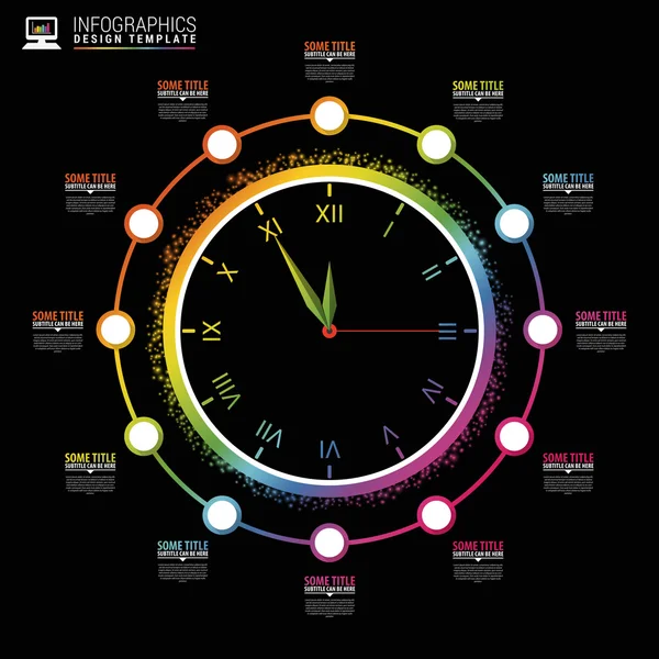 抽象的なカラフルなインフォ グラフィック。時計のビジネス コンセプトです。ベクトル図 — ストックベクタ