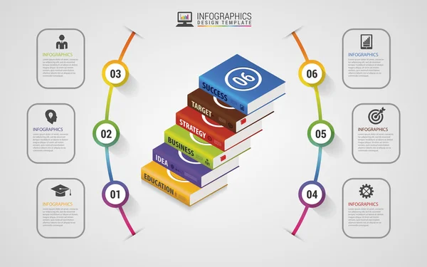 Infographics tasarım şablonu. İş kitapları. Renkli wi daire
