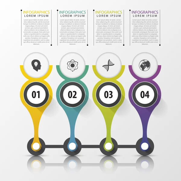 Infografiki osi czasu projektowania szablonu z numerami. Conce nowoczesne — Wektor stockowy