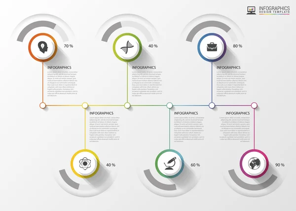 Modern Timeline Infographics. Templat desain berwarna. Vektor i - Stok Vektor