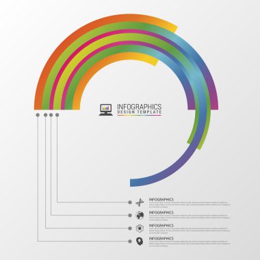 Dairesel şık çok renkli yuvarlak. Infographic tasarım şablonu. Vektör