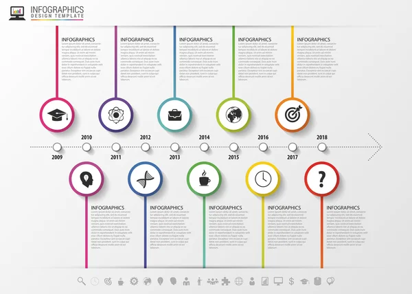 Timeline infographics. Modern design template with icons. Vector — Stock Vector