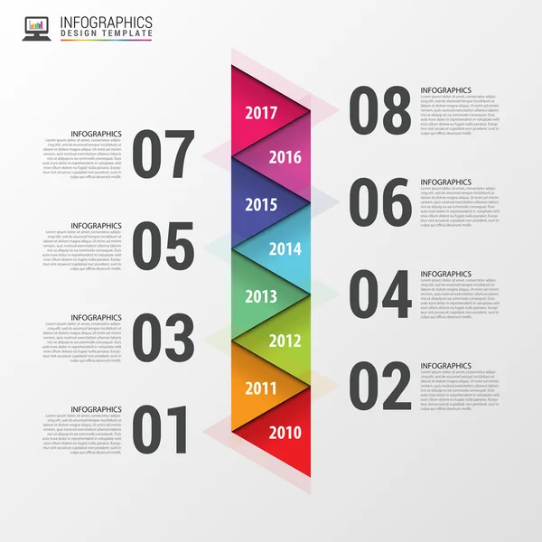 Infografiki płaski kolorowy streszczenie osi czasu. Ilustracja wektorowa — Wektor stockowy