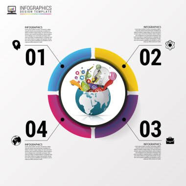 Infographic tasarım şablonu. Yaratıcı dünya. Vektör çizim
