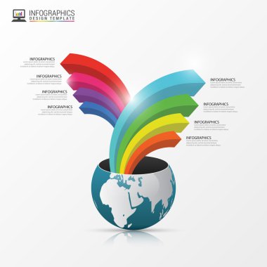 Küre ile okları. Infographic tasarım şablonu. Vektör