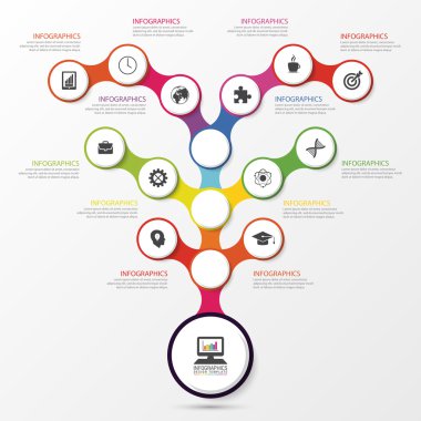 Soyut ağaç. Infographic tasarım şablonu. Renkli kavramı ile kutsal kişilerin resmi. Vektör çizim