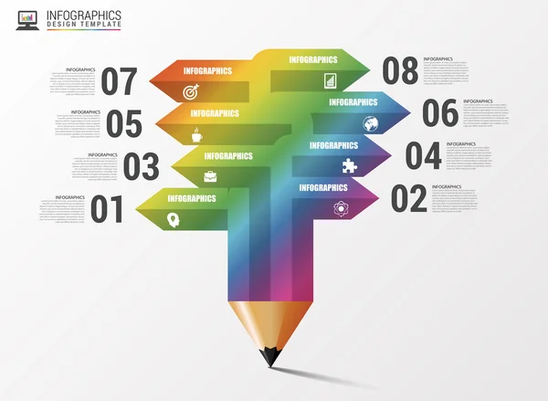 教育コンセプトです。インフォ グラフィックの鉛筆。ベクトル図 — ストックベクタ