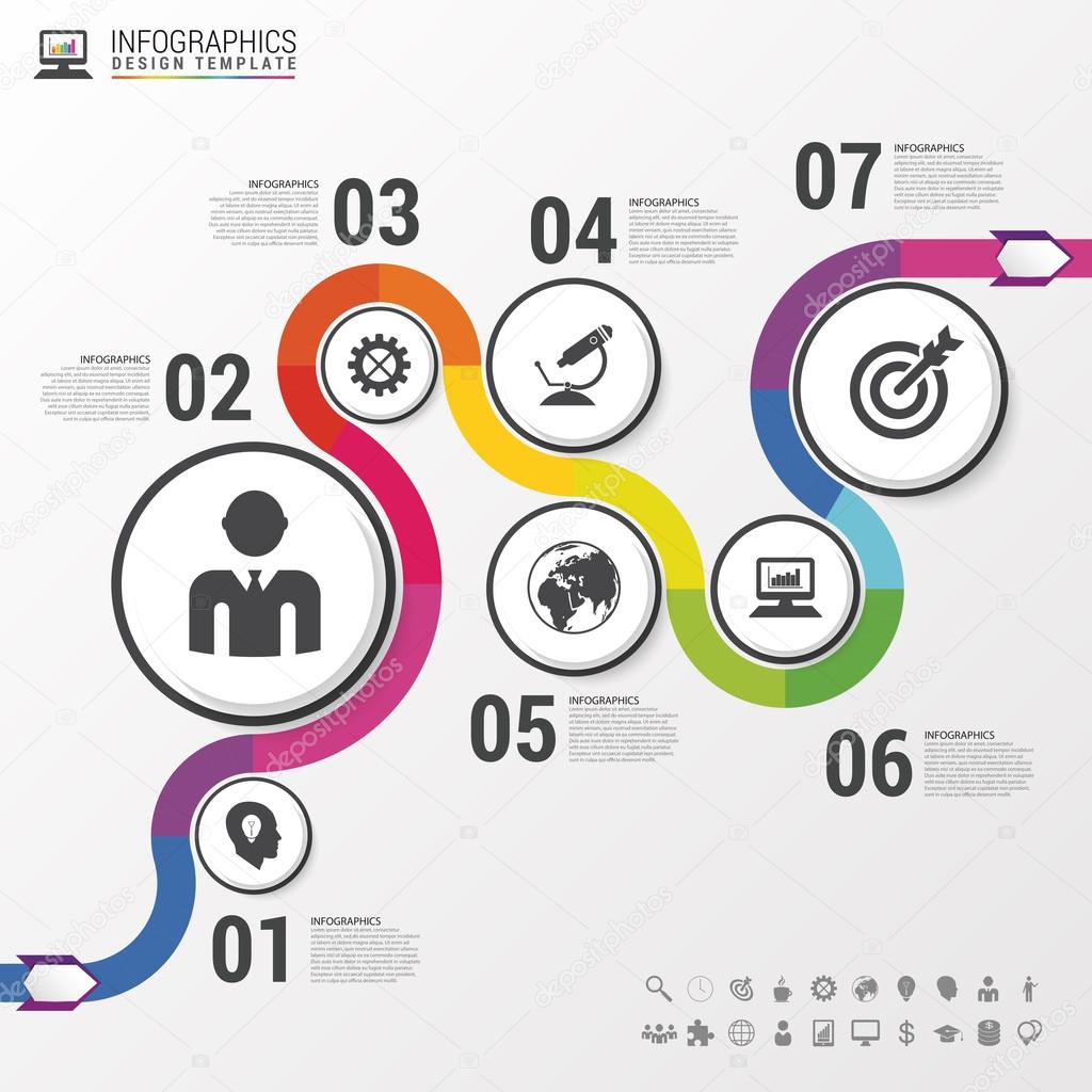 Abstract colorful business path. Timeline infographic template. Vector