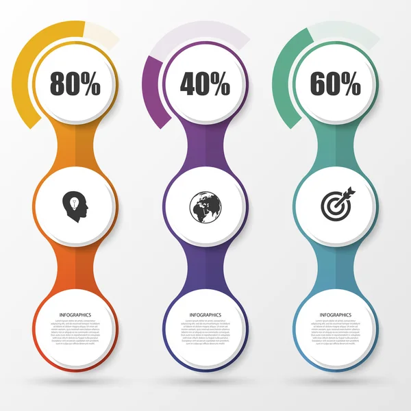 Pourcentage des éléments de conception de la présentation du diagramme. Infographie. Vecteur — Image vectorielle