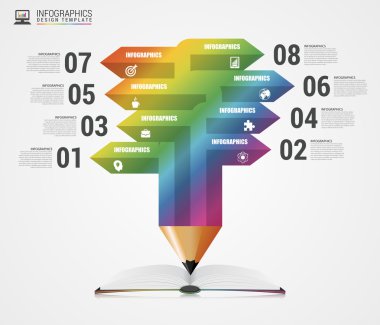 Eğitim kavramı. İnfographics için kalem. Vektör çizim