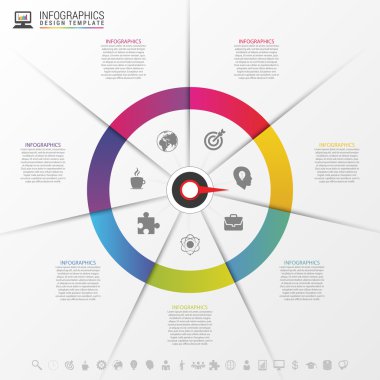 Infographics işaretçisi ile adım adım. İş kavramı. Vektör