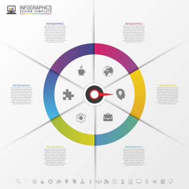 Infographics işaretçisi ile adım adım. İş kavramı. Vektör