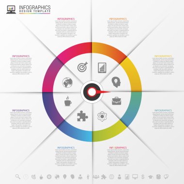 Infographics işaretçisi ile adım adım. İş kavramı. Vektör